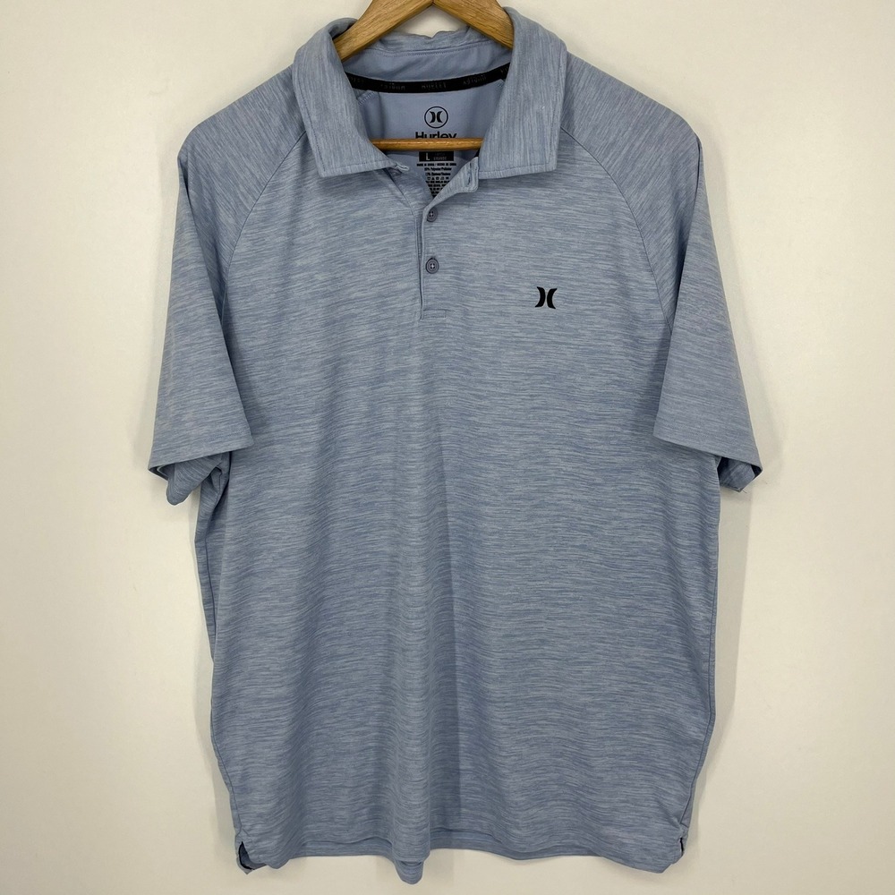 Hurley Mens Short Sleeve Heather Blue Performance Golf Polo Shirt Large‎
